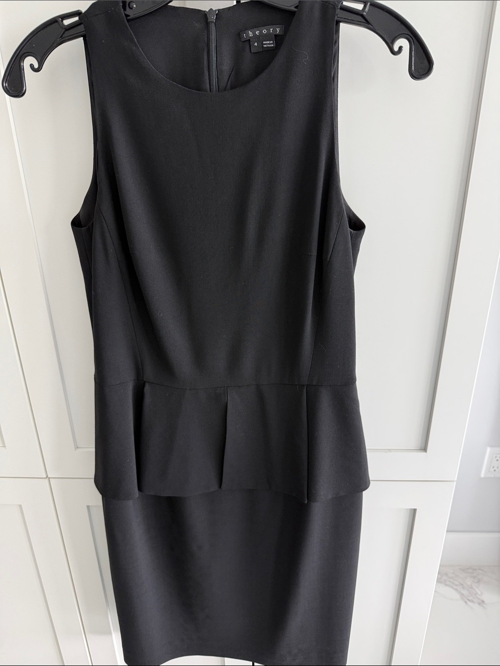 Theory Black Sleeveless Peplum Work Dress